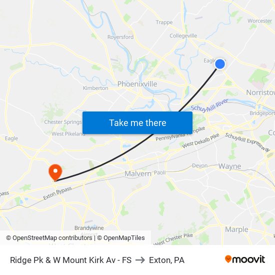 Ridge Pk & W Mount Kirk Av - FS to Exton, PA map