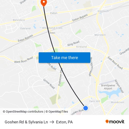 Goshen Rd & Sylvania Ln to Exton, PA map