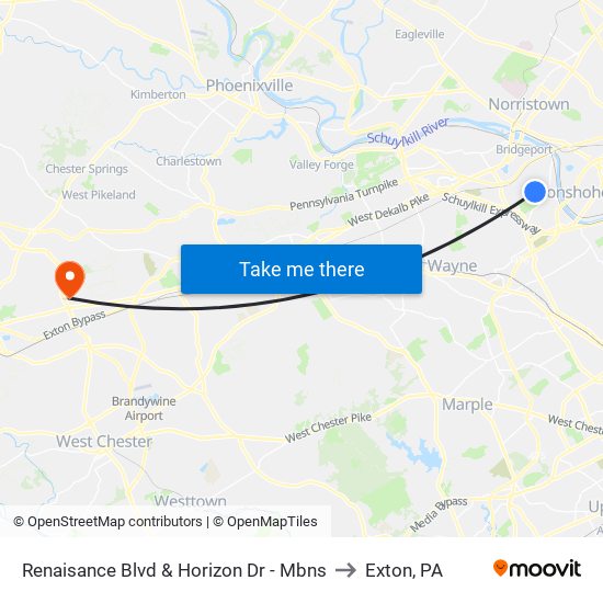 Renaisance Blvd & Horizon Dr - Mbns to Exton, PA map