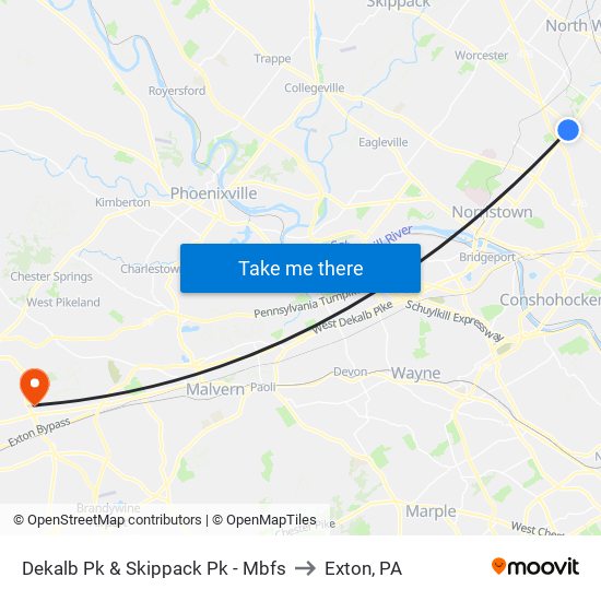 Dekalb Pk & Skippack Pk - Mbfs to Exton, PA map