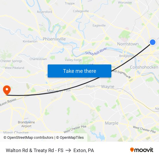 Walton Rd & Treaty Rd - FS to Exton, PA map