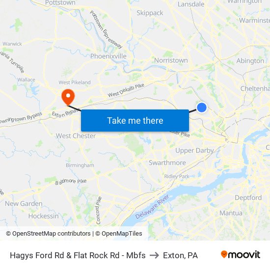 Hagys Ford Rd & Flat Rock Rd - Mbfs to Exton, PA map