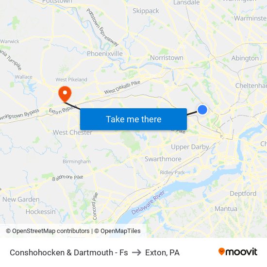 Conshohocken & Dartmouth - Fs to Exton, PA map