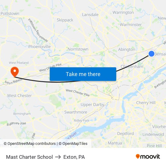 Mast Charter School to Exton, PA map