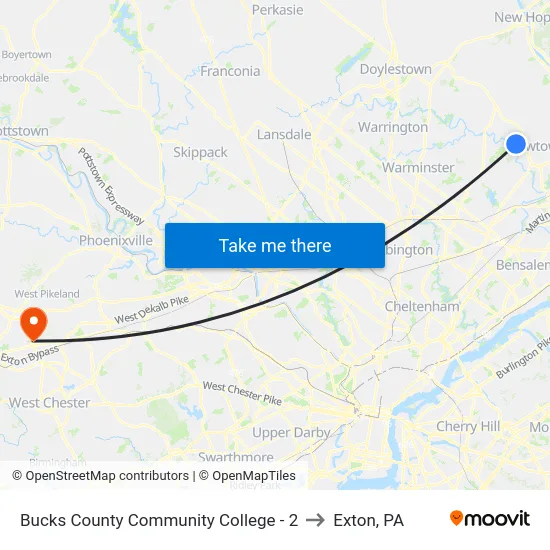 Bucks County Community College - 2 to Exton, PA map