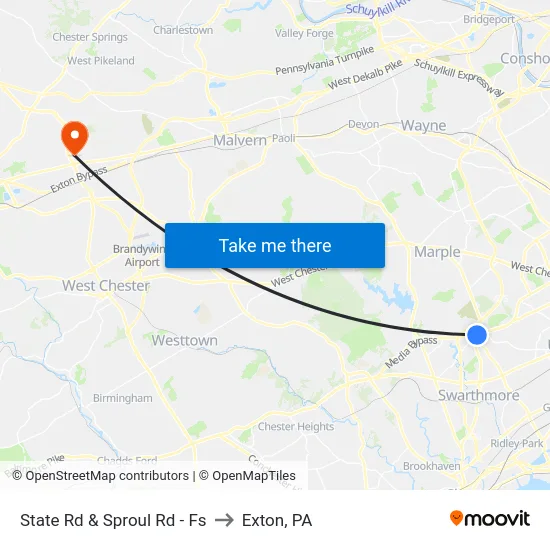 State Rd & Sproul Rd - Fs to Exton, PA map