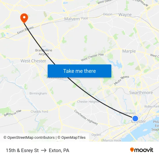15th & Esrey St to Exton, PA map
