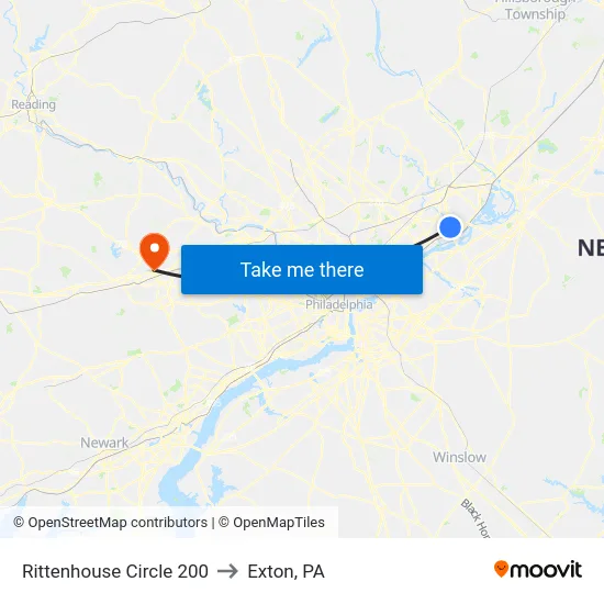 Rittenhouse Circle 200 to Exton, PA map