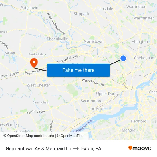 Germantown Av & Mermaid Ln to Exton, PA map