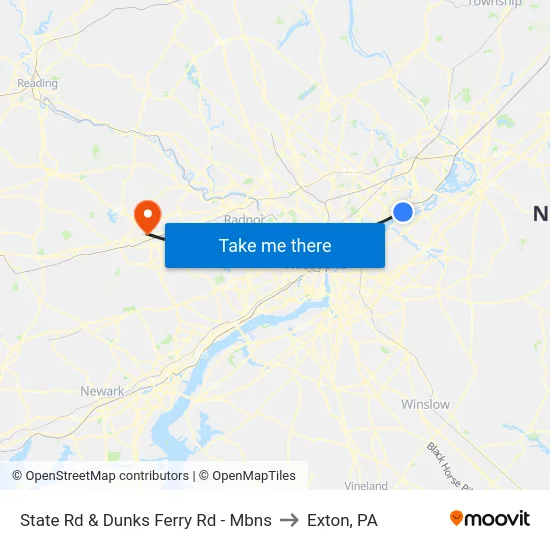State Rd & Dunks Ferry Rd - Mbns to Exton, PA map