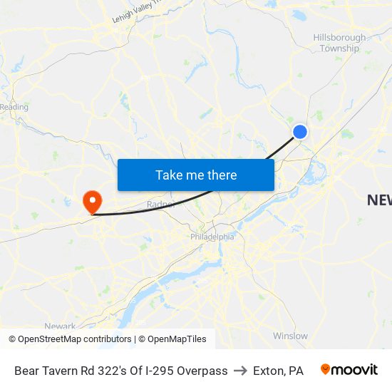 Bear Tavern Rd 322's Of I-295 Overpass to Exton, PA map