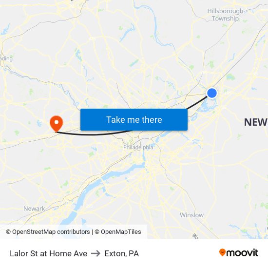 Lalor St at Home Ave to Exton, PA map