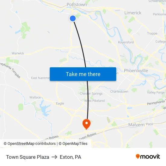 Town Square Plaza to Exton, PA map