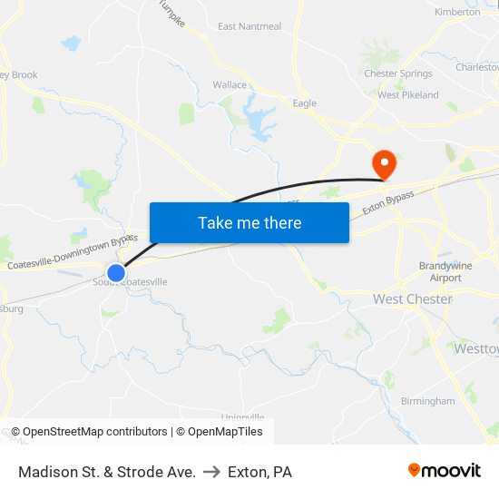 Madison St. & Strode Ave. to Exton, PA map