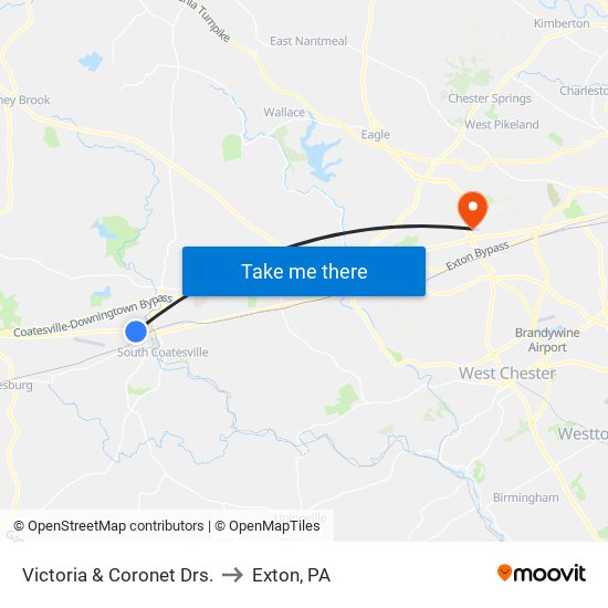 Victoria  &  Coronet Drs. to Exton, PA map