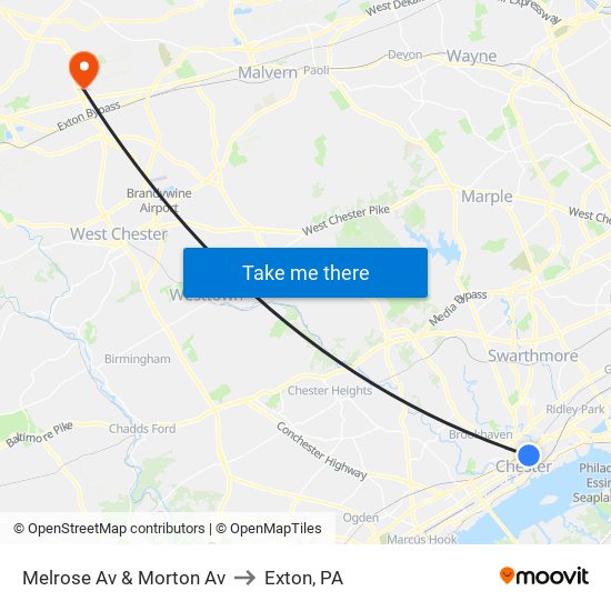 Melrose Av & Morton Av to Exton, PA map