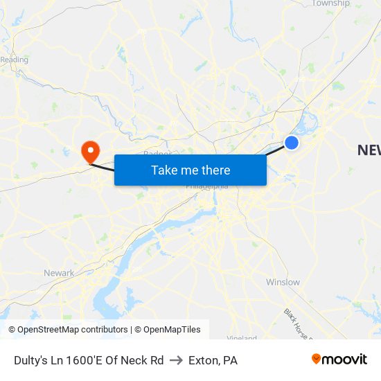 Dulty's Ln 1600'E Of Neck Rd to Exton, PA map