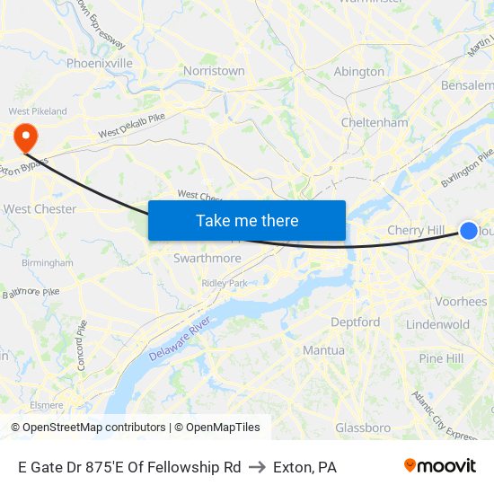E Gate Dr 875'E Of Fellowship Rd to Exton, PA map