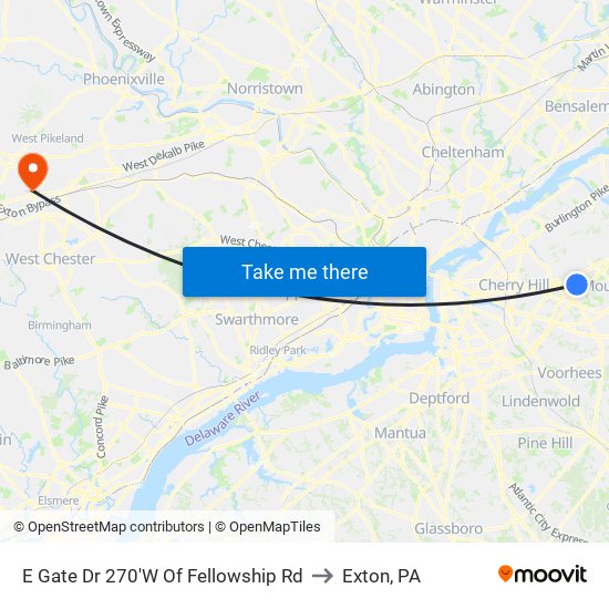 E Gate Dr 270'W Of Fellowship Rd to Exton, PA map