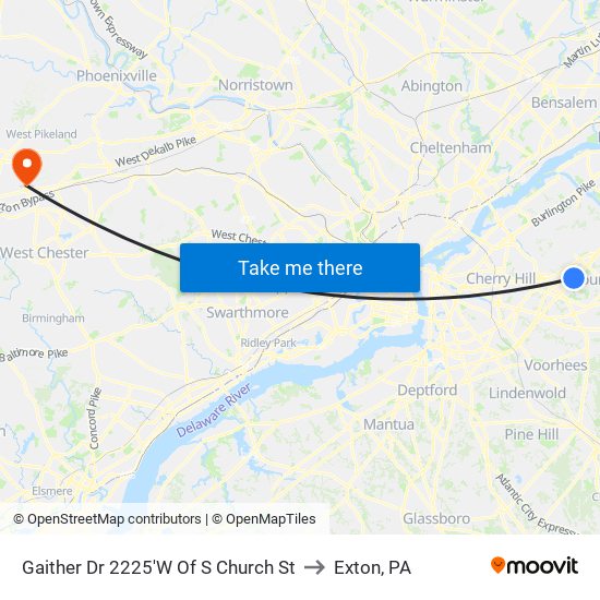 Gaither Dr 2225'W Of S Church St to Exton, PA map