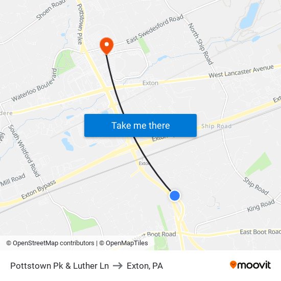 Pottstown Pk & Luther Ln to Exton, PA map