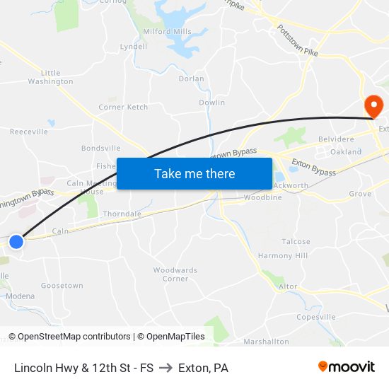 Lincoln Hwy & 12th St - FS to Exton, PA map