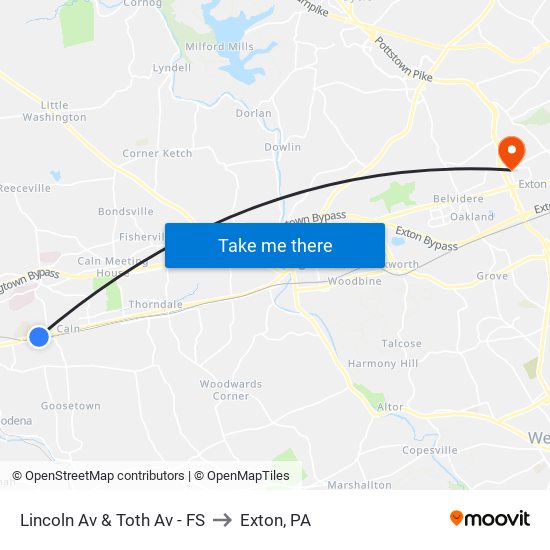 Lincoln Av & Toth Av - FS to Exton, PA map