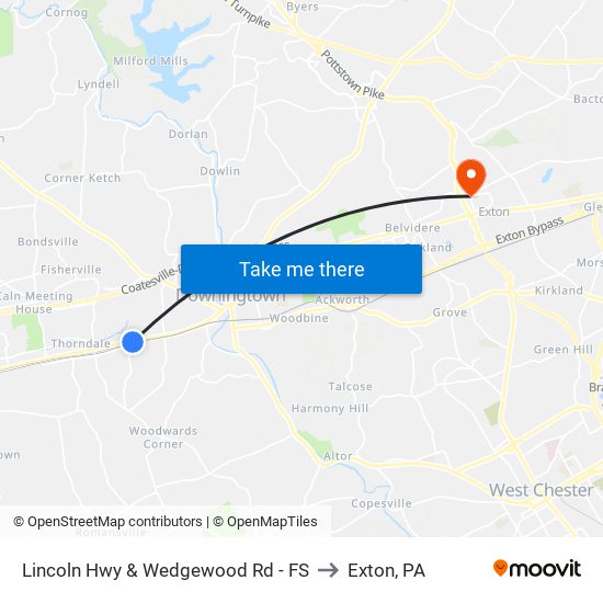Lincoln Hwy & Wedgewood Rd - FS to Exton, PA map