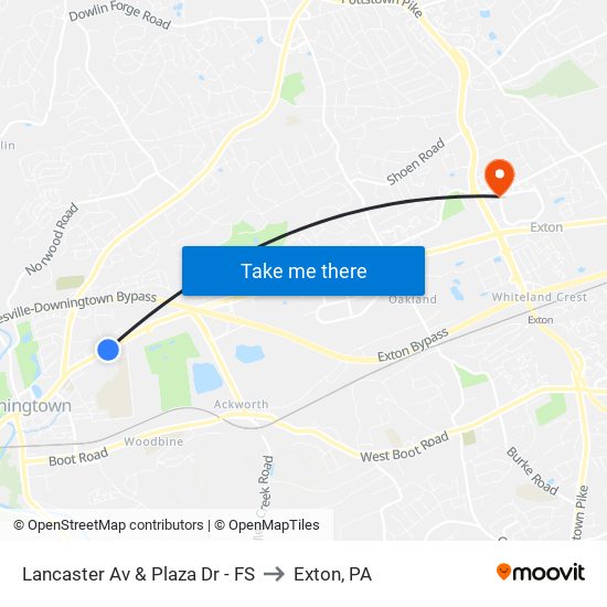 Lancaster Av & Plaza Dr - FS to Exton, PA map