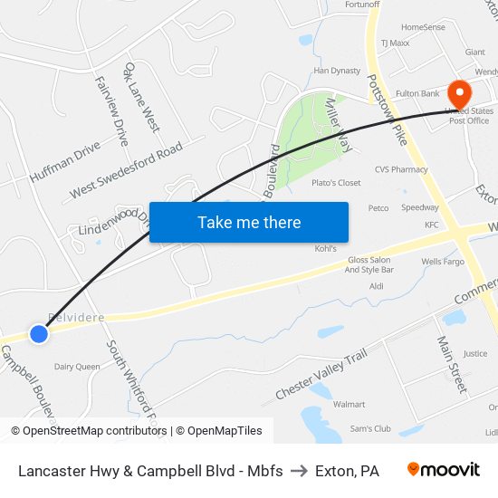 Lancaster Hwy & Campbell Blvd - Mbfs to Exton, PA map
