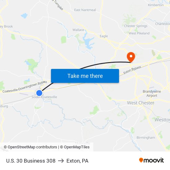 U.S. 30 Business 308 to Exton, PA map