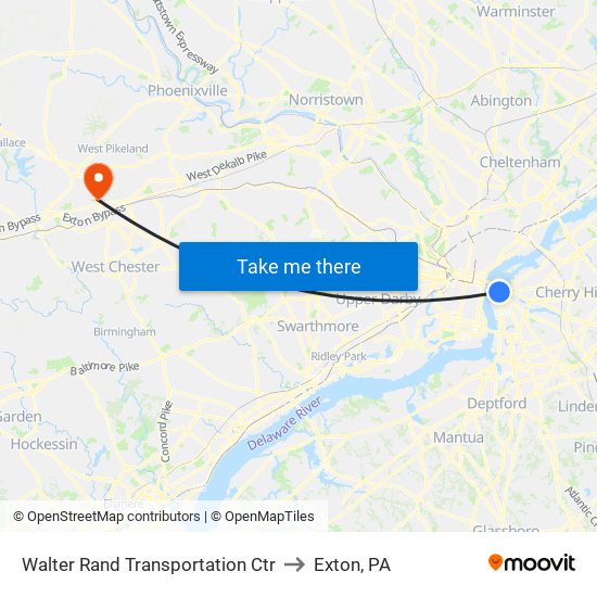 Walter Rand Transportation Ctr to Exton, PA map