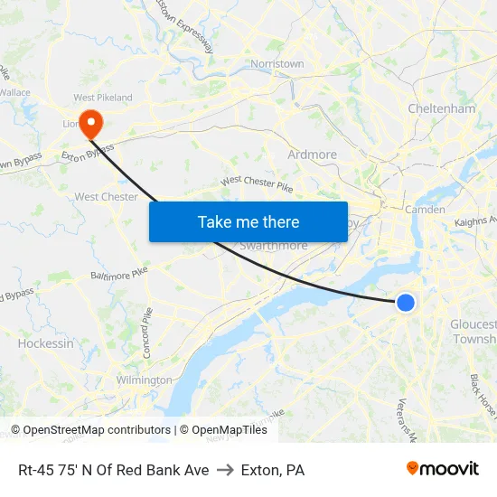 Rt-45 75' N Of Red Bank Ave to Exton, PA map