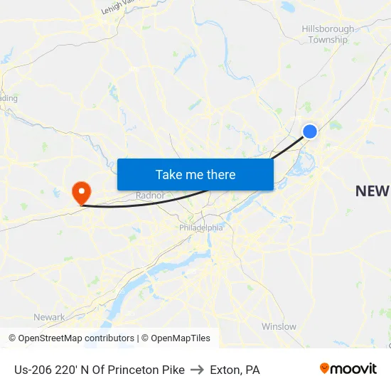 Us-206 220' N Of Princeton Pike to Exton, PA map