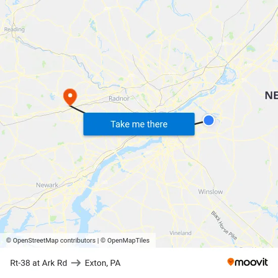 Rt-38 at Ark Rd to Exton, PA map