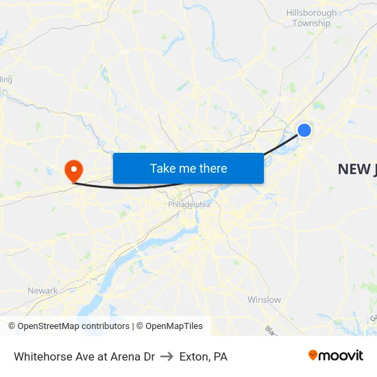 Whitehorse Ave at Arena Dr to Exton, PA map