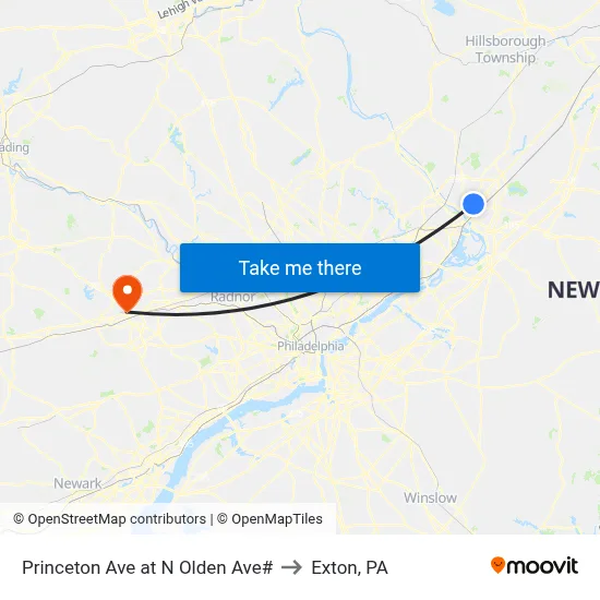 Princeton Ave at N Olden Ave# to Exton, PA map