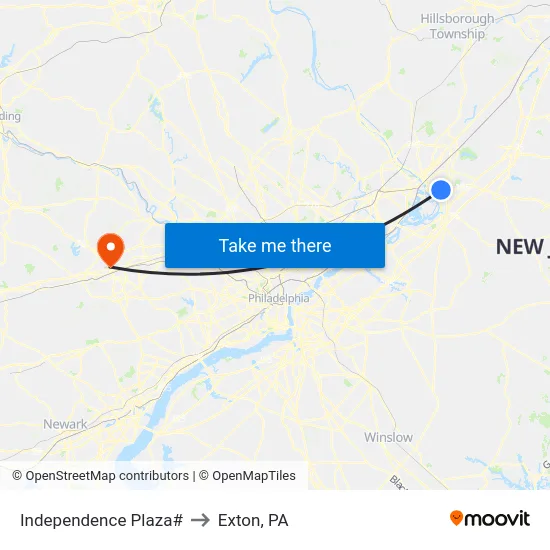 Independence Plaza# to Exton, PA map