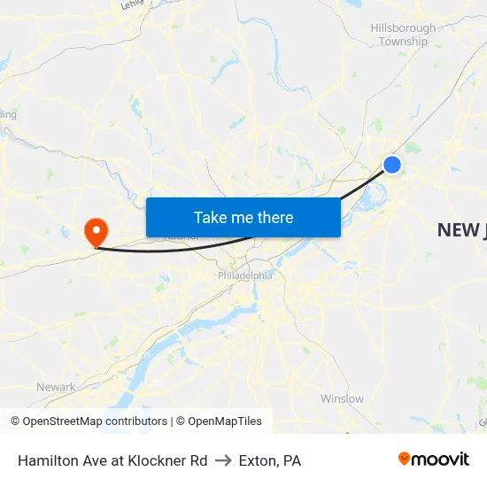 Hamilton Ave at Klockner Rd to Exton, PA map