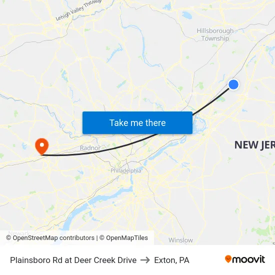 Plainsboro Rd at Deer Creek Drive to Exton, PA map
