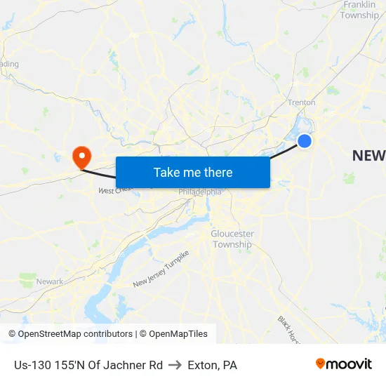 Us-130 155'N Of Jachner Rd to Exton, PA map