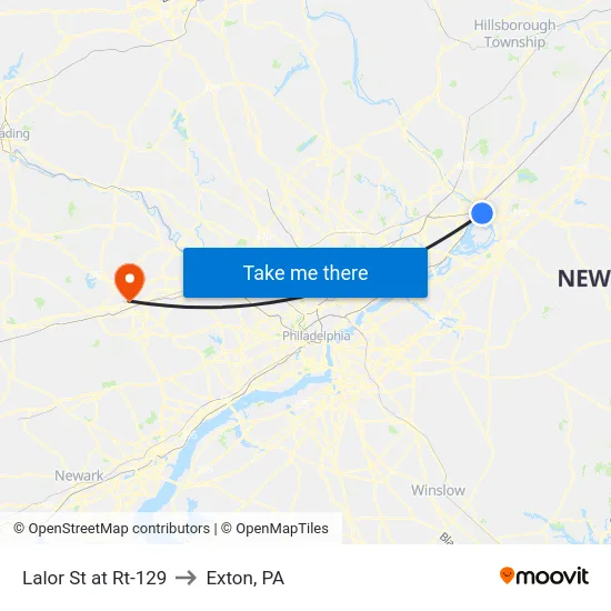 Lalor St at Rt-129 to Exton, PA map