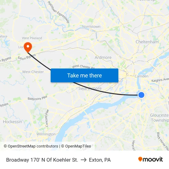 Broadway 170' N Of Koehler St. to Exton, PA map