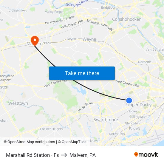 Marshall Rd Station - Fs to Malvern, PA map