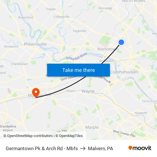 Germantown Pk & Arch Rd - Mbfs to Malvern, PA map