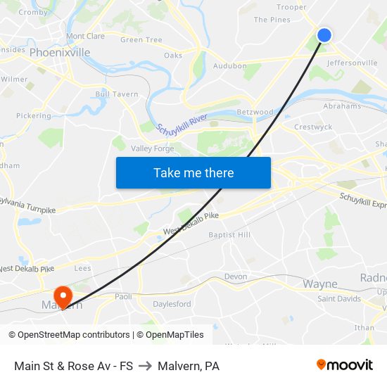 Main St & Rose Av - FS to Malvern, PA map