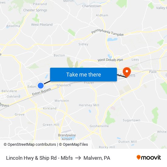 Lincoln Hwy & Ship Rd - Mbfs to Malvern, PA map
