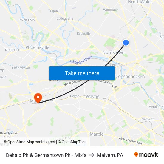 Dekalb Pk & Germantown Pk - Mbfs to Malvern, PA map