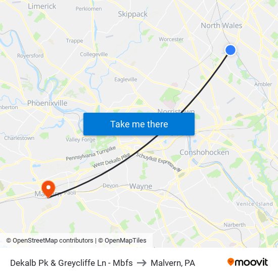 Dekalb Pk & Greycliffe Ln - Mbfs to Malvern, PA map