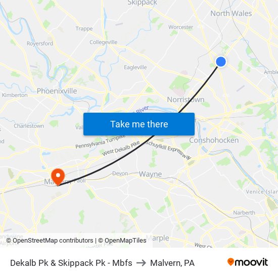 Dekalb Pk & Skippack Pk - Mbfs to Malvern, PA map